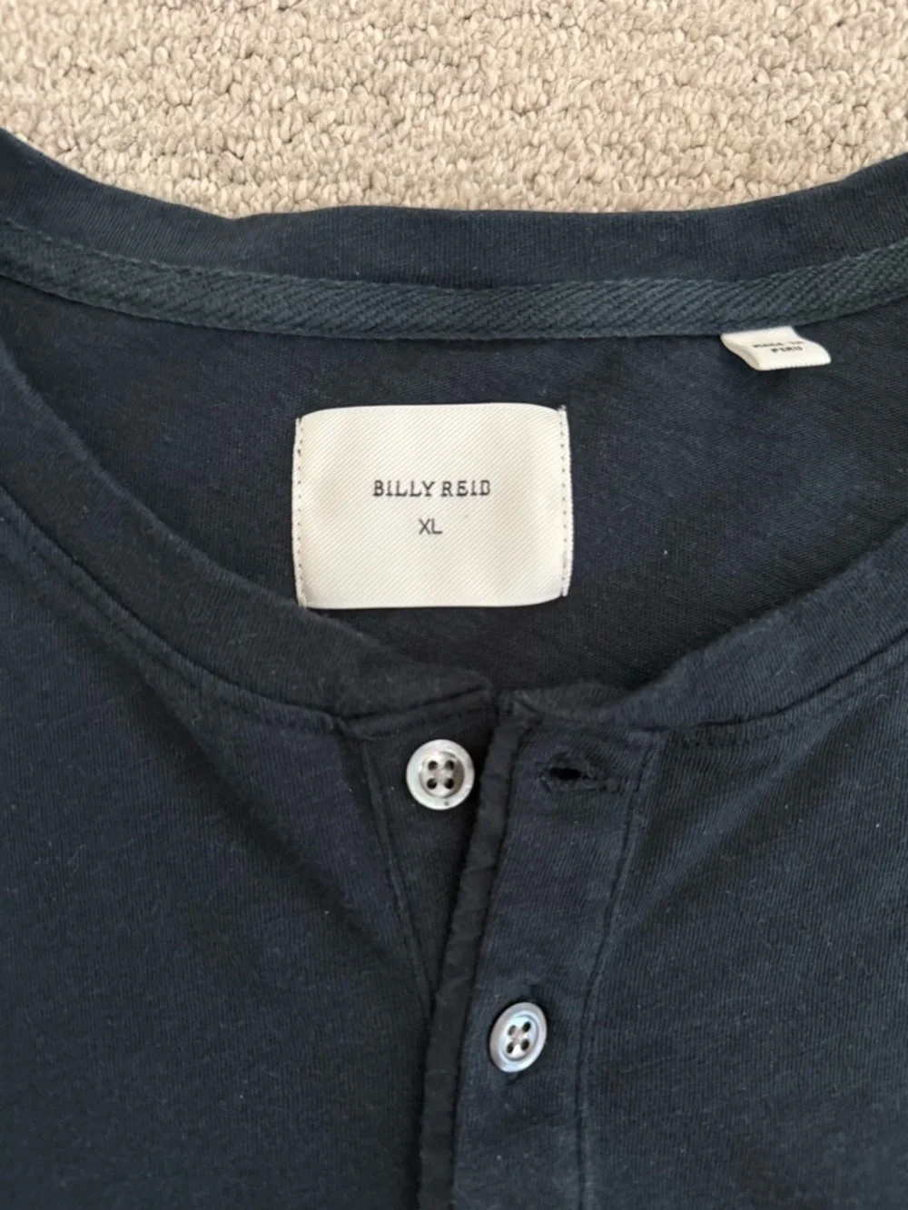 Men’s Billy Reid Black Long-Sleeve Henley Shirt